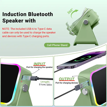 Elevate Your Sound Experience! 🎶✨ Introducing the PUTARE Wireless Induction Speaker Stand: 5-in-1 Cellphone Holder, 3500mAh Power Bank & 360° Adjustable Tablet Stand with Vibrant Ambient Lights! Perfect Gift for Everyone! 💡📱🎁