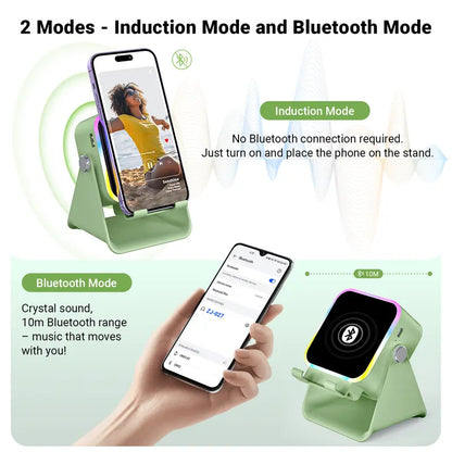 Elevate Your Sound Experience! 🎶✨ Introducing the PUTARE Wireless Induction Speaker Stand: 5-in-1 Cellphone Holder, 3500mAh Power Bank & 360° Adjustable Tablet Stand with Vibrant Ambient Lights! Perfect Gift for Everyone! 💡📱🎁