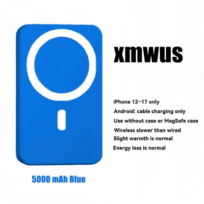 Power Up Anywhere! 🔋✨ XMWUS 5000mAh Magnetic Power Bank - Your Ultimate Wireless Charger for iPhone 12-18! Compatible with MagSafe Cases & Perfect for Travel! 🌍📱