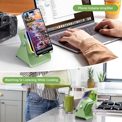 Elevate Your Sound Experience! 🎶✨ Introducing the PUTARE Wireless Induction Speaker Stand: 5-in-1 Cellphone Holder, 3500mAh Power Bank & 360° Adjustable Tablet Stand with Vibrant Ambient Lights! Perfect Gift for Everyone! 💡📱🎁
