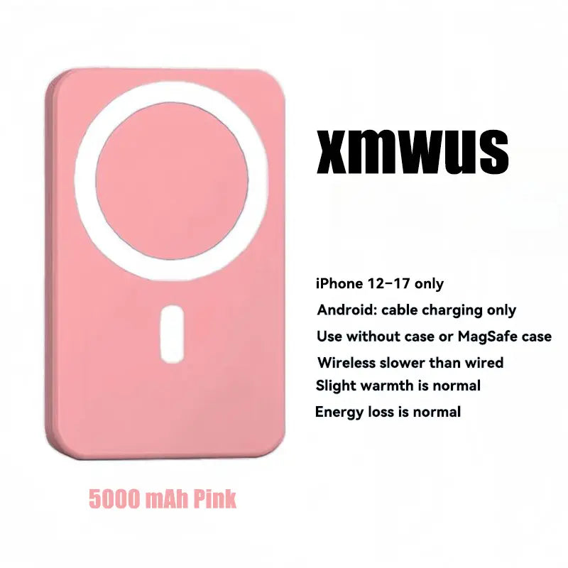 Power Up Anywhere! 🔋✨ XMWUS 5000mAh Magnetic Power Bank - Your Ultimate Wireless Charger for iPhone 12-18! Compatible with MagSafe Cases & Perfect for Travel! 🌍📱