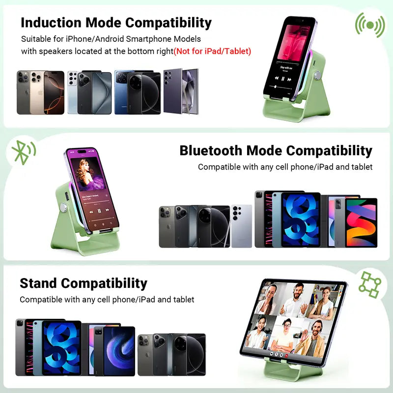 Elevate Your Sound Experience! 🎶✨ Introducing the PUTARE Wireless Induction Speaker Stand: 5-in-1 Cellphone Holder, 3500mAh Power Bank & 360° Adjustable Tablet Stand with Vibrant Ambient Lights! Perfect Gift for Everyone! 💡📱🎁