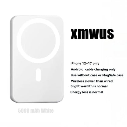 Power Up Anywhere! 🔋✨ XMWUS 5000mAh Magnetic Power Bank - Your Ultimate Wireless Charger for iPhone 12-18! Compatible with MagSafe Cases & Perfect for Travel! 🌍📱