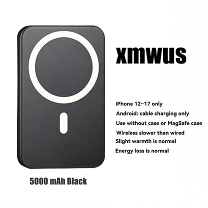 Power Up Anywhere! 🔋✨ XMWUS 5000mAh Magnetic Power Bank - Your Ultimate Wireless Charger for iPhone 12-18! Compatible with MagSafe Cases & Perfect for Travel! 🌍📱