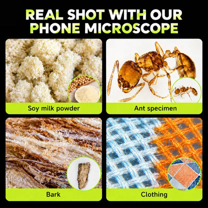Discover the Tiny World! 🌍🔍 200X Zoom Clip-On Microscope Lens for Your Phone - Perfect for Kids & Adventure! No App Needed! Ideal for Plants, Coins, & Jewelry! 📱✨