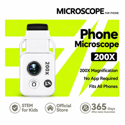Discover the Tiny World! 🌍🔍 200X Zoom Clip-On Microscope Lens for Your Phone - Perfect for Kids & Adventure! No App Needed! Ideal for Plants, Coins, & Jewelry! 📱✨