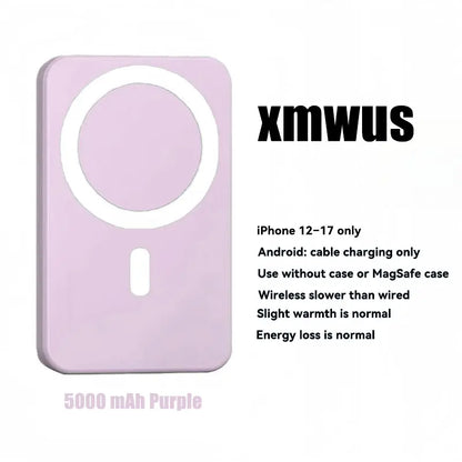 Power Up Anywhere! 🔋✨ XMWUS 5000mAh Magnetic Power Bank - Your Ultimate Wireless Charger for iPhone 12-18! Compatible with MagSafe Cases & Perfect for Travel! 🌍📱