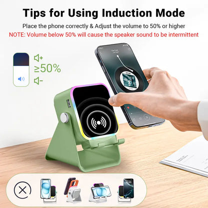 Elevate Your Sound Experience! 🎶✨ Introducing the PUTARE Wireless Induction Speaker Stand: 5-in-1 Cellphone Holder, 3500mAh Power Bank & 360° Adjustable Tablet Stand with Vibrant Ambient Lights! Perfect Gift for Everyone! 💡📱🎁