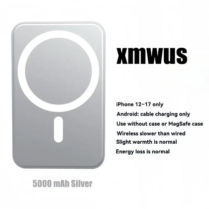 Power Up Anywhere! 🔋✨ XMWUS 5000mAh Magnetic Power Bank - Your Ultimate Wireless Charger for iPhone 12-18! Compatible with MagSafe Cases & Perfect for Travel! 🌍📱